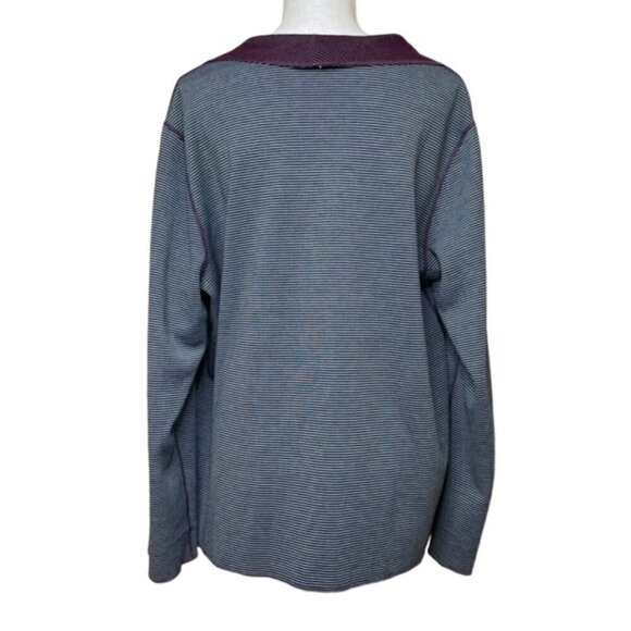 WEEKENDS BY CHICO'S Reversible Harvest Stripe Drape Front Sweater - Size XL - Picture 5 of 9